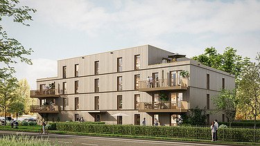 TETRIQX residential buildings with 3 to 5 storeys and balconies in an urban setting