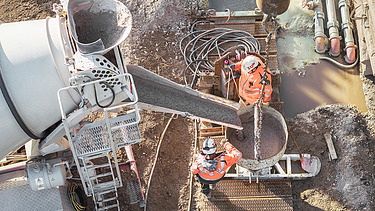 Concrete work during construction of the U5 subway line in Hamburg