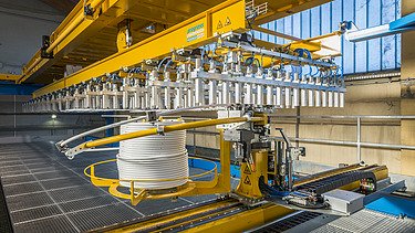 Tömlővezeték-fektető robot a Mischek Systembau-nál A tömlőfektető robot fotója a Mischek Systembau-nál