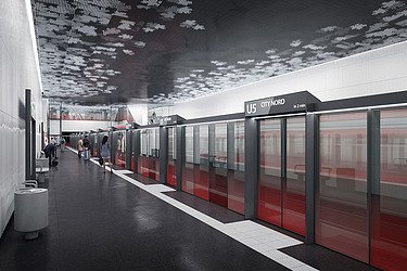 Foto von der Visualisierung der U-Bahnstation der modernen U5 in Hamburg