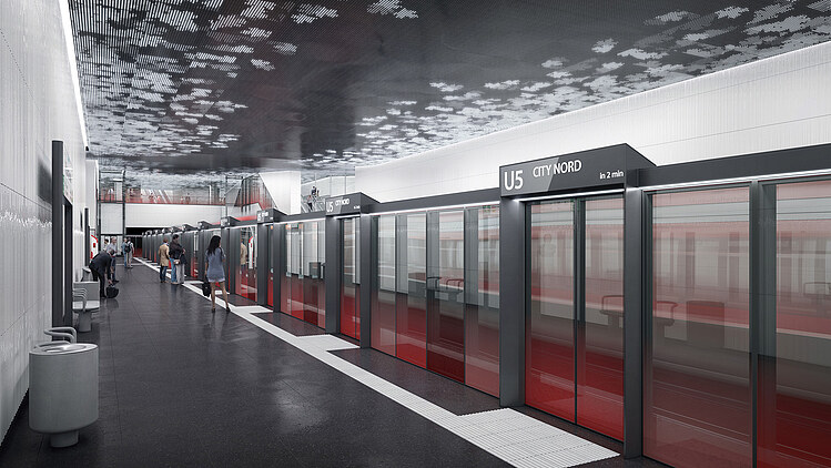 Foto von der Visualisierung der U-Bahnstation der modernen U5 in Hamburg