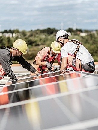 Photovoltaic system being installed