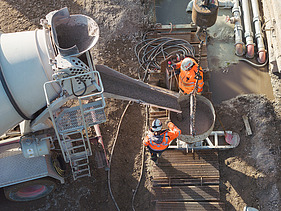 Concrete work during construction of the U5 subway line in Hamburg
