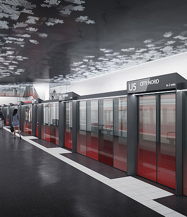 Photo of the visualisation of the underground station of the modern U5 in Hamburg