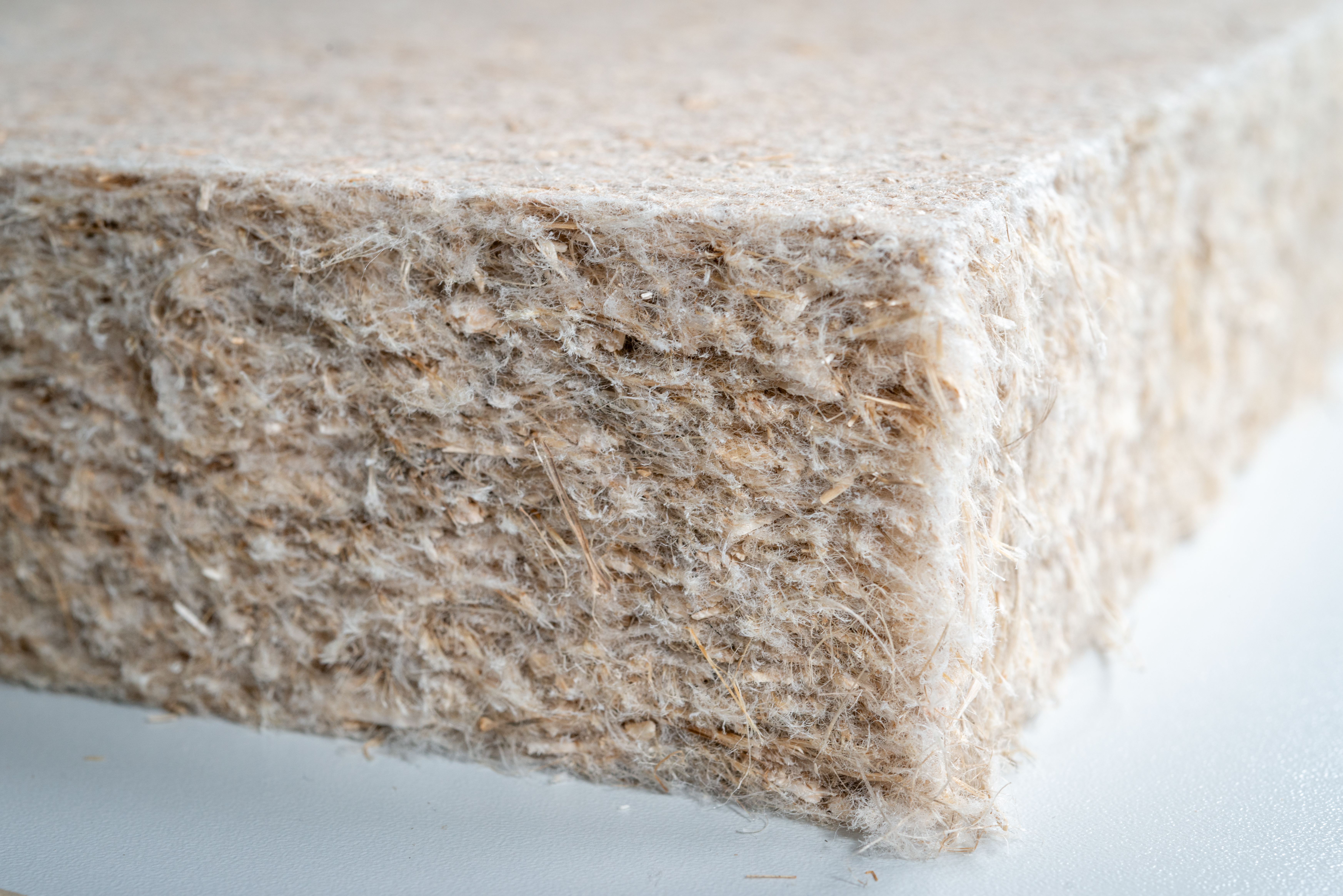 Close-up of a hemp board used for building insulation
