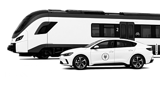 Schienenfahrzeug und Elektroauto als Beispiele für nachhaltige Mobilität