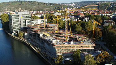 Aerial view of the Esslingen state council office construction site